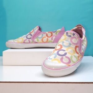Coach Colorful Circle-Print Slip-On Sneakers - Pink Trim Size 6.5 B